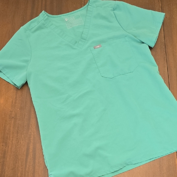 FIGS Women's Small Aqua V-Neck Scrub Top Fitted - Picture 1 of 5